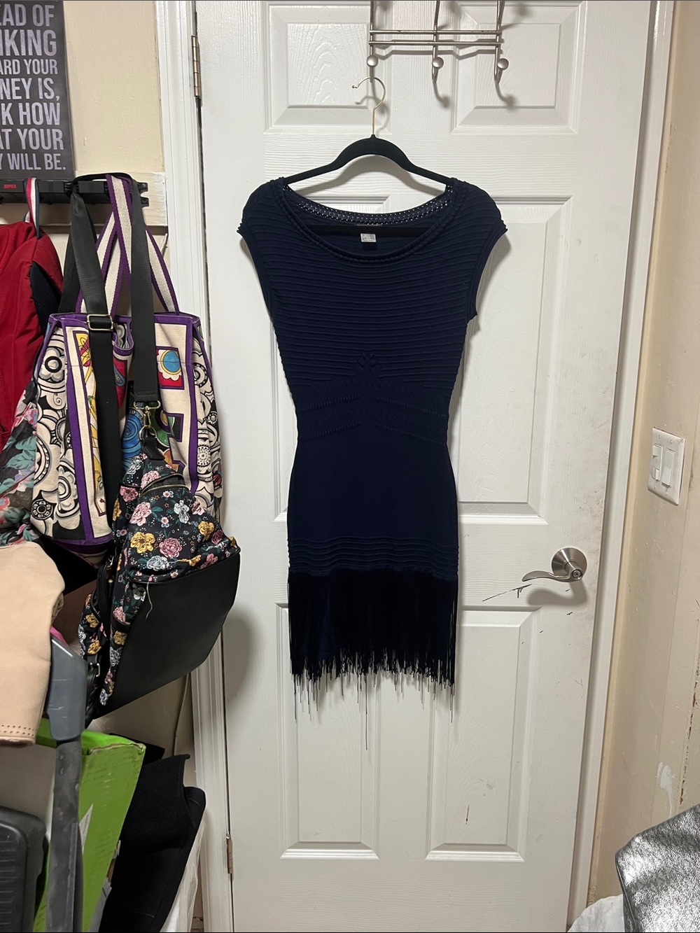 Slimming Venus Fringe Dress size small navy blue